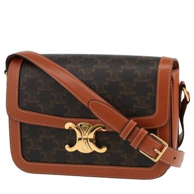 Sac bandoulière Celine  Triomphe en toile Triomphe marron et cuir marron