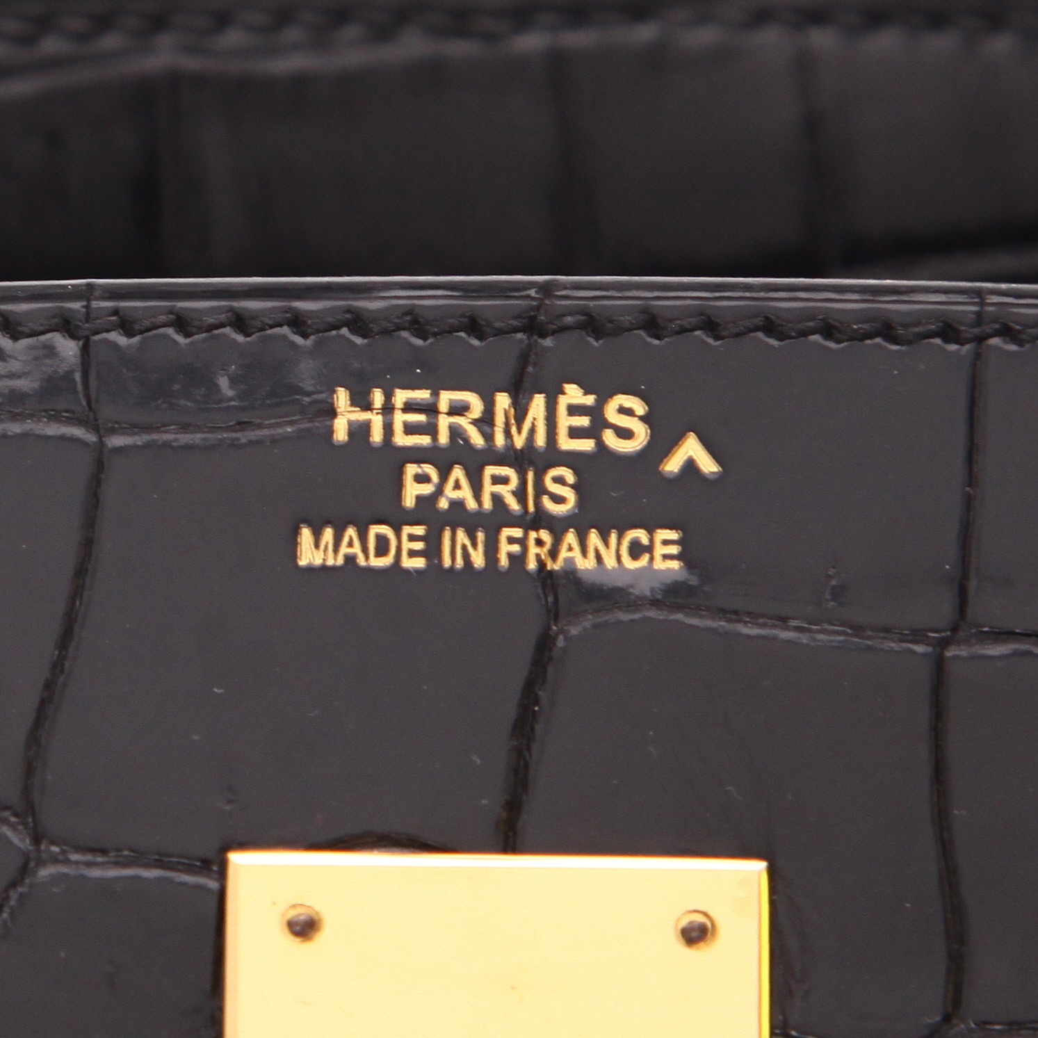 Borsa Hermès  Birkin 35 cm in coccodrillo marino nero - Detail D2