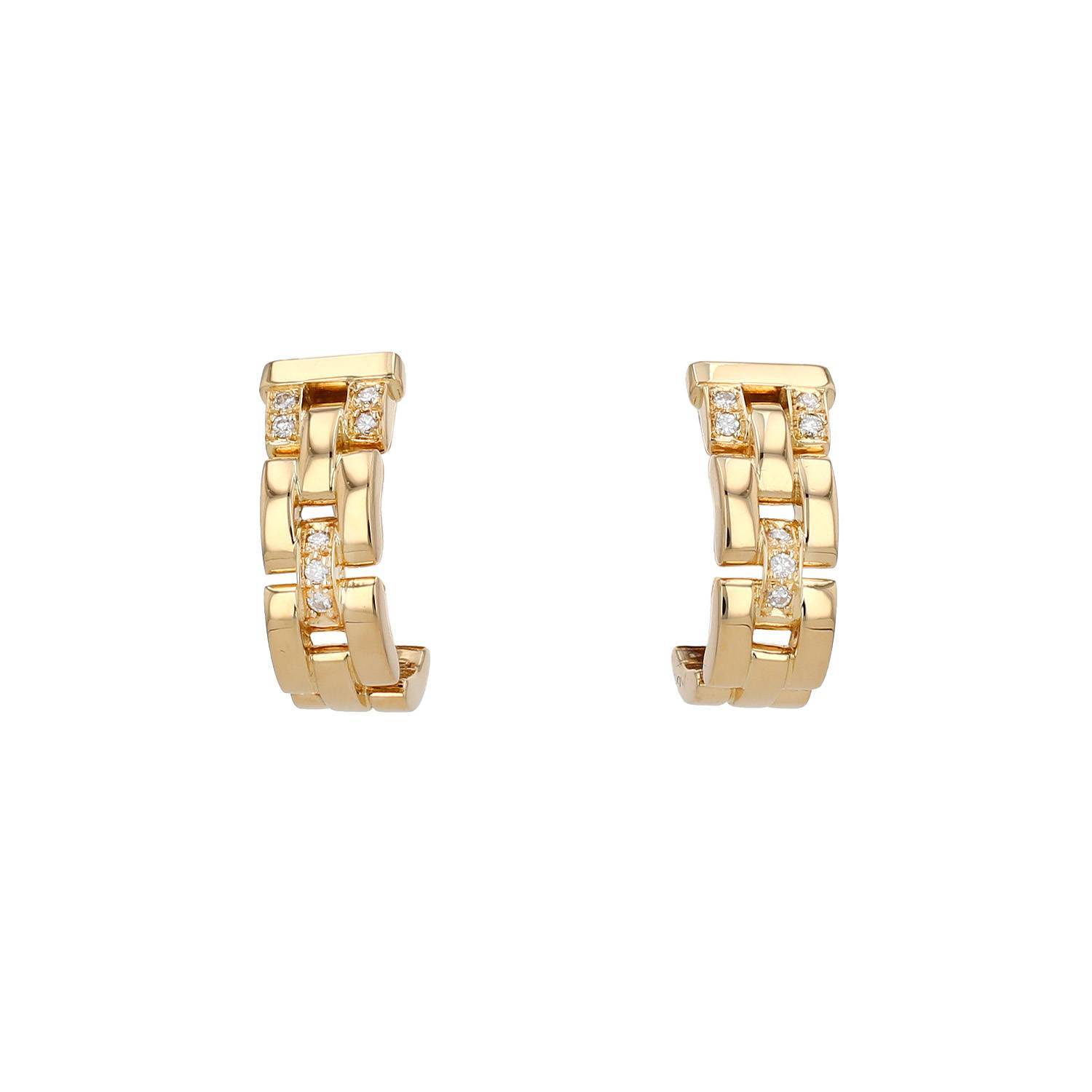 Cartier Maillon Panthère hoop earrings in 18k yellow gold and diamonds  (0.10 cts in total -Estimated Color G- Estimated Clarity VS)