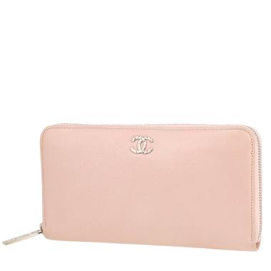 Portefeuille Chanel   en cuir rose-pale