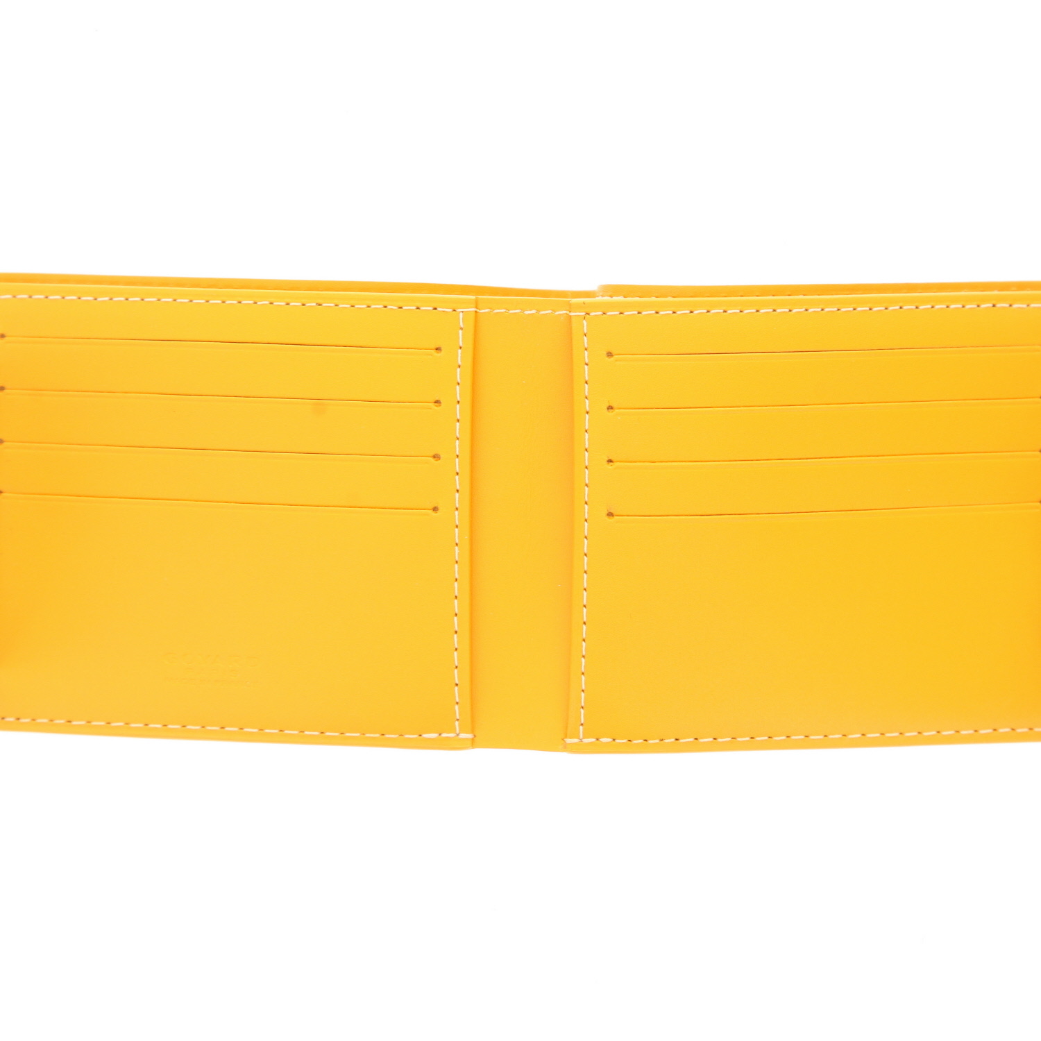 Portefeuille Goyard   en toile Goyardine jaune et cuir jaune - Detail D3