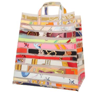 Hermès   handbag  in off-white synthetic fabric  and multicolor silk