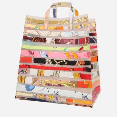 Borsa Hermès   in materiale sintetico bianco sporco e seta multicolore
