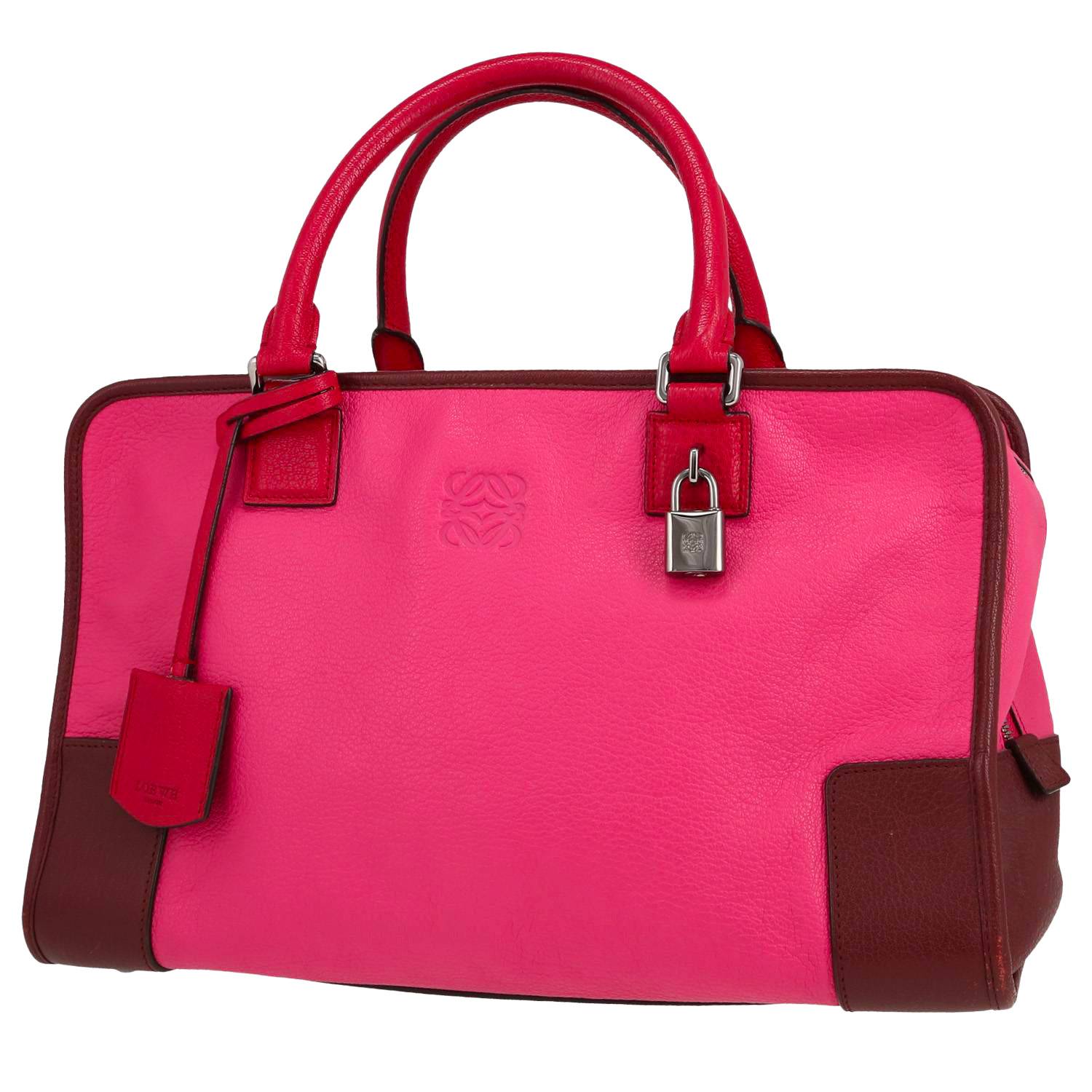 Bolso de mano Loewe  Amazona en cuero tricolor rosa color burdeos y rojo