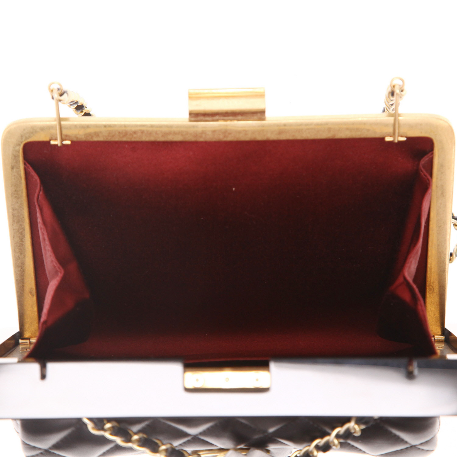 Chanel Timeless limited edition Frame handbag  in black quilted leather  and black plexiglas - Detail D3