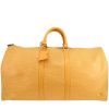 Bolsa de viaje Louis Vuitton  Keepall 55 en cuero Epi amarillo y cuero amarillo - Detail D1 thumbnail