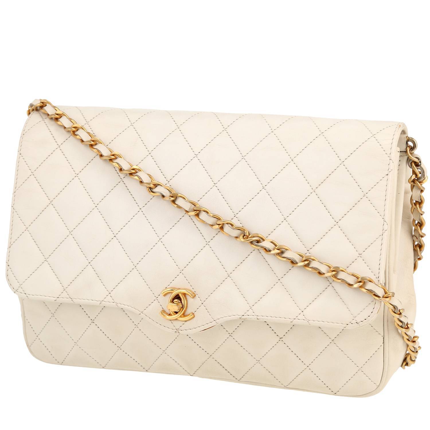 Bolso de mano Chanel  Vintage en cuero acolchado color crema