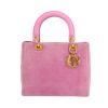 Dior  Lady Dior medium model  handbag  in pink suede  and pink leather - 360 thumbnail