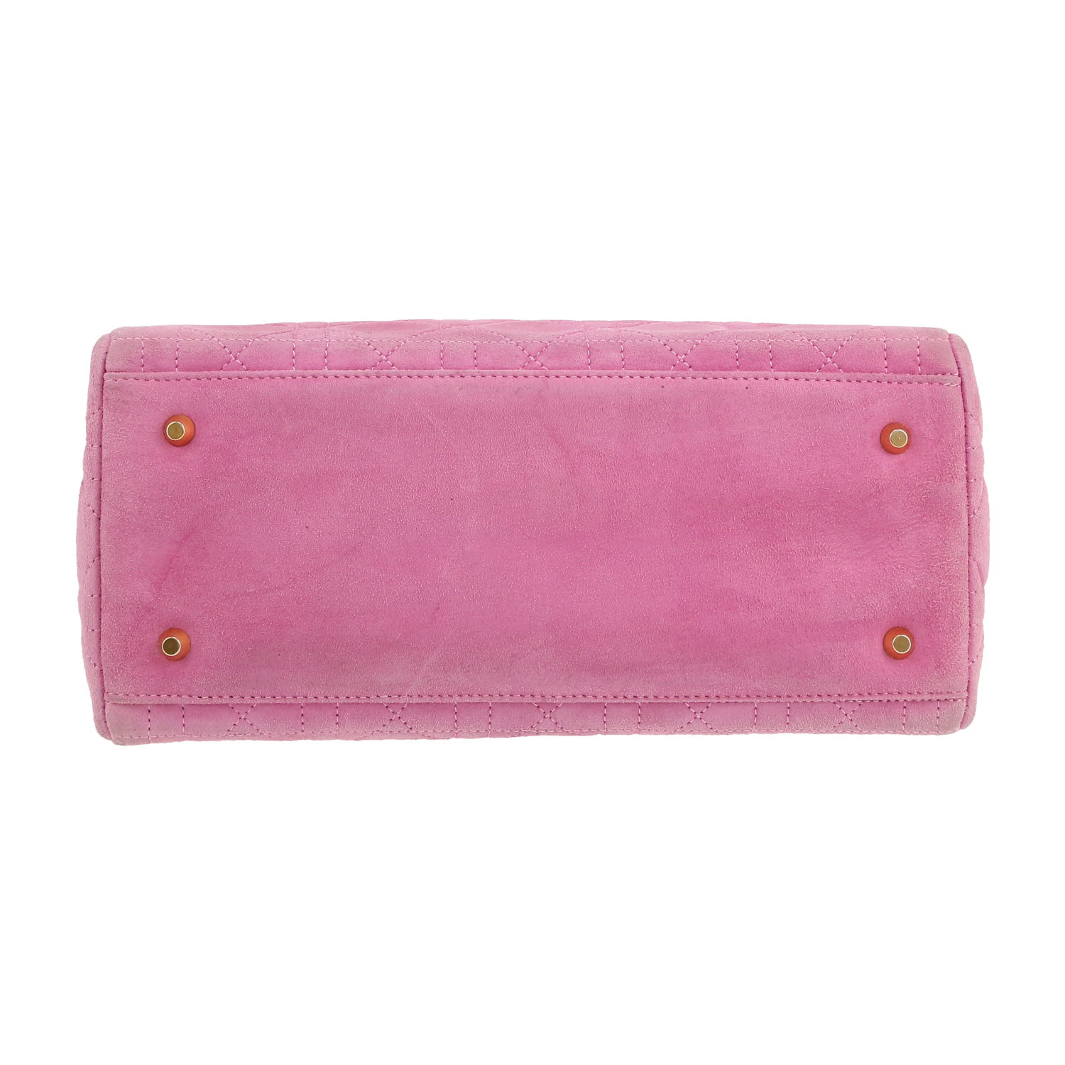 Borsa Dior  Lady Dior modello medio  in camoscio rosa e pelle rosa - Detail D1