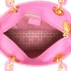 Dior  Lady Dior medium model  handbag  in pink suede  and pink leather - Detail D3 thumbnail