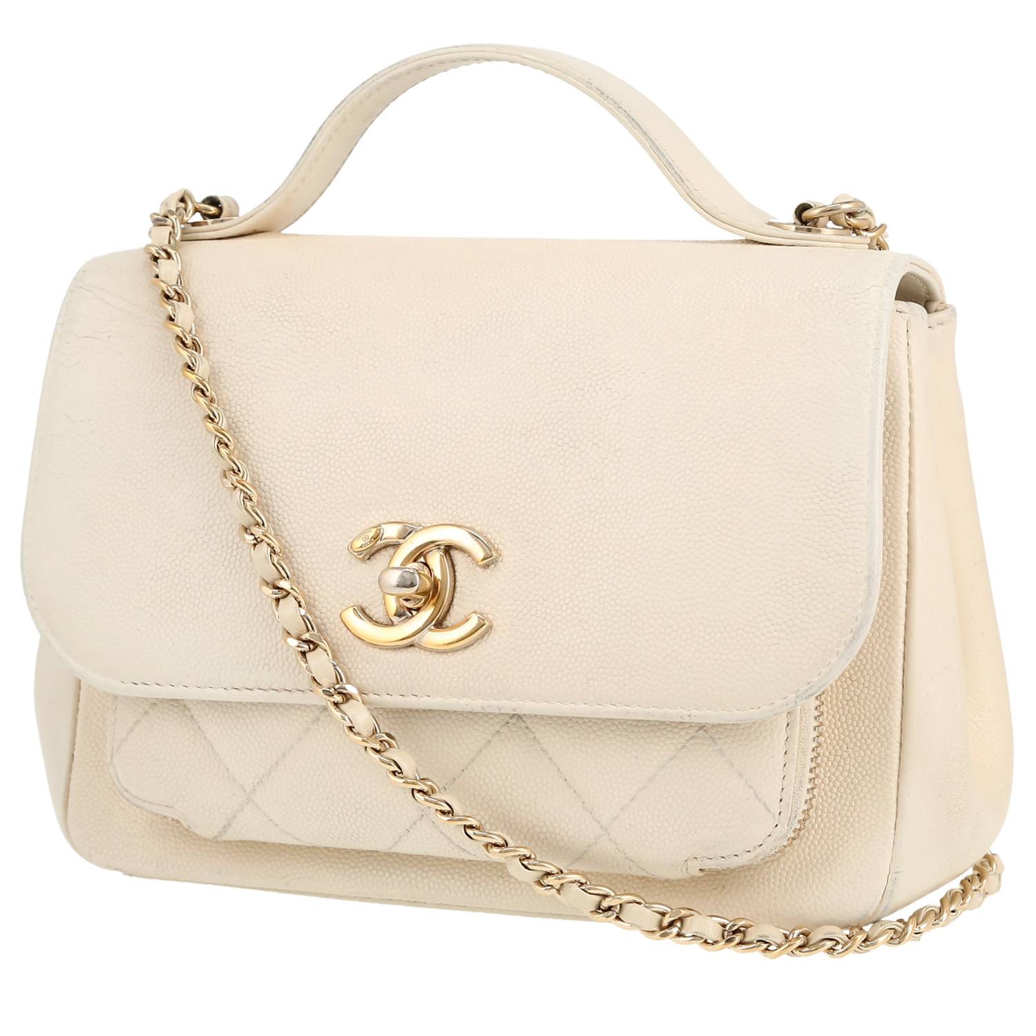 Bolso bandolera Chanel  Affinity en cuero granulado acolchado blanco