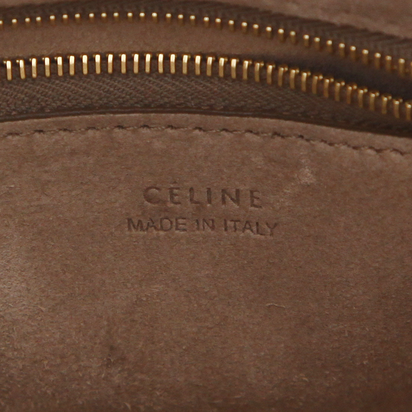 Borsa Celine  Sac Sangle in pelle martellata color talpa - Detail D2