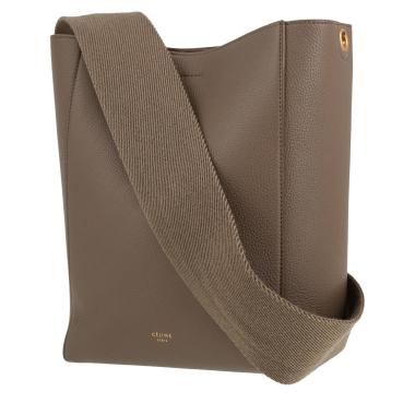 Borsa Celine  Sac Sangle in pelle martellata color talpa