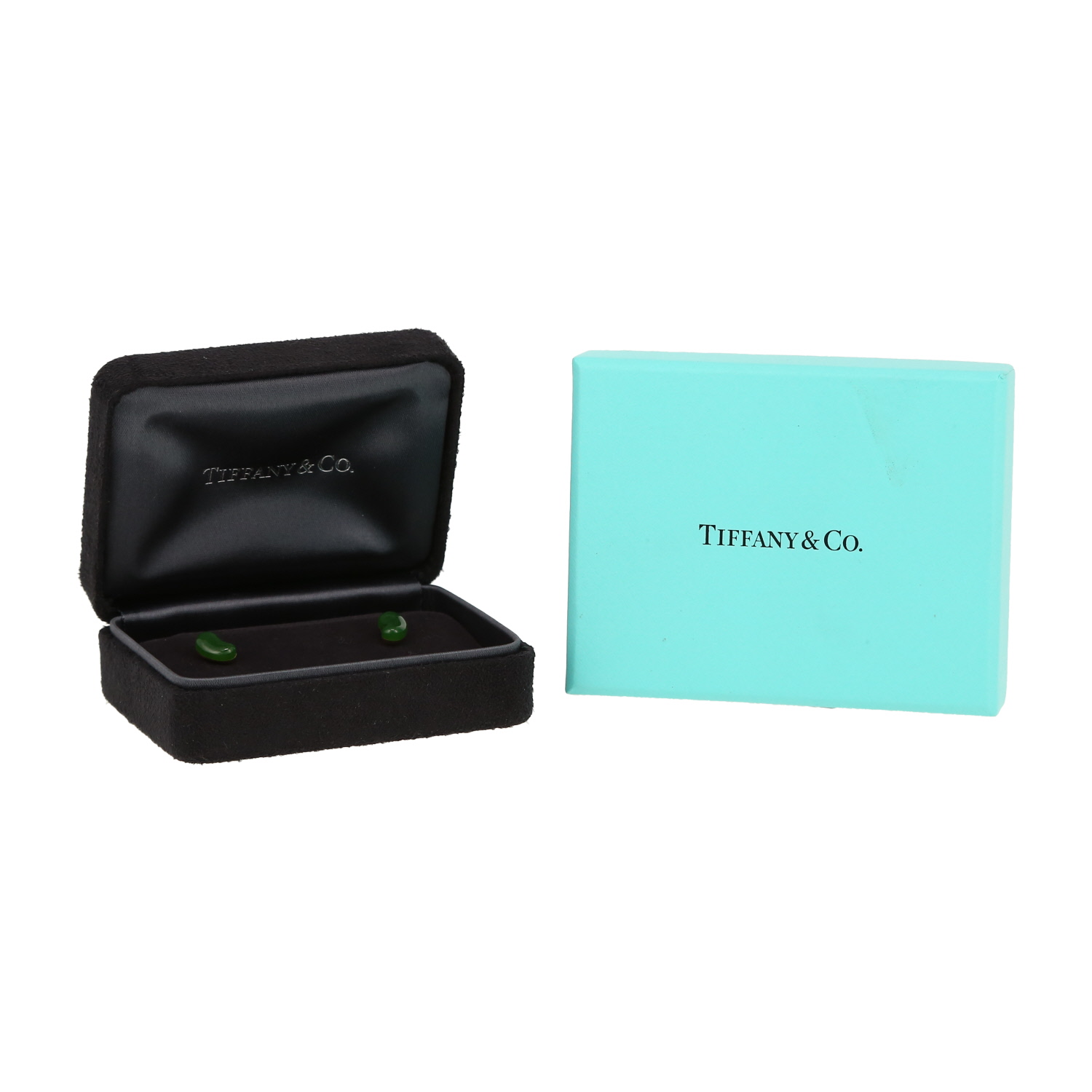 Tiffany & Co Bean earrings in yellow gold and jade - Detail D2