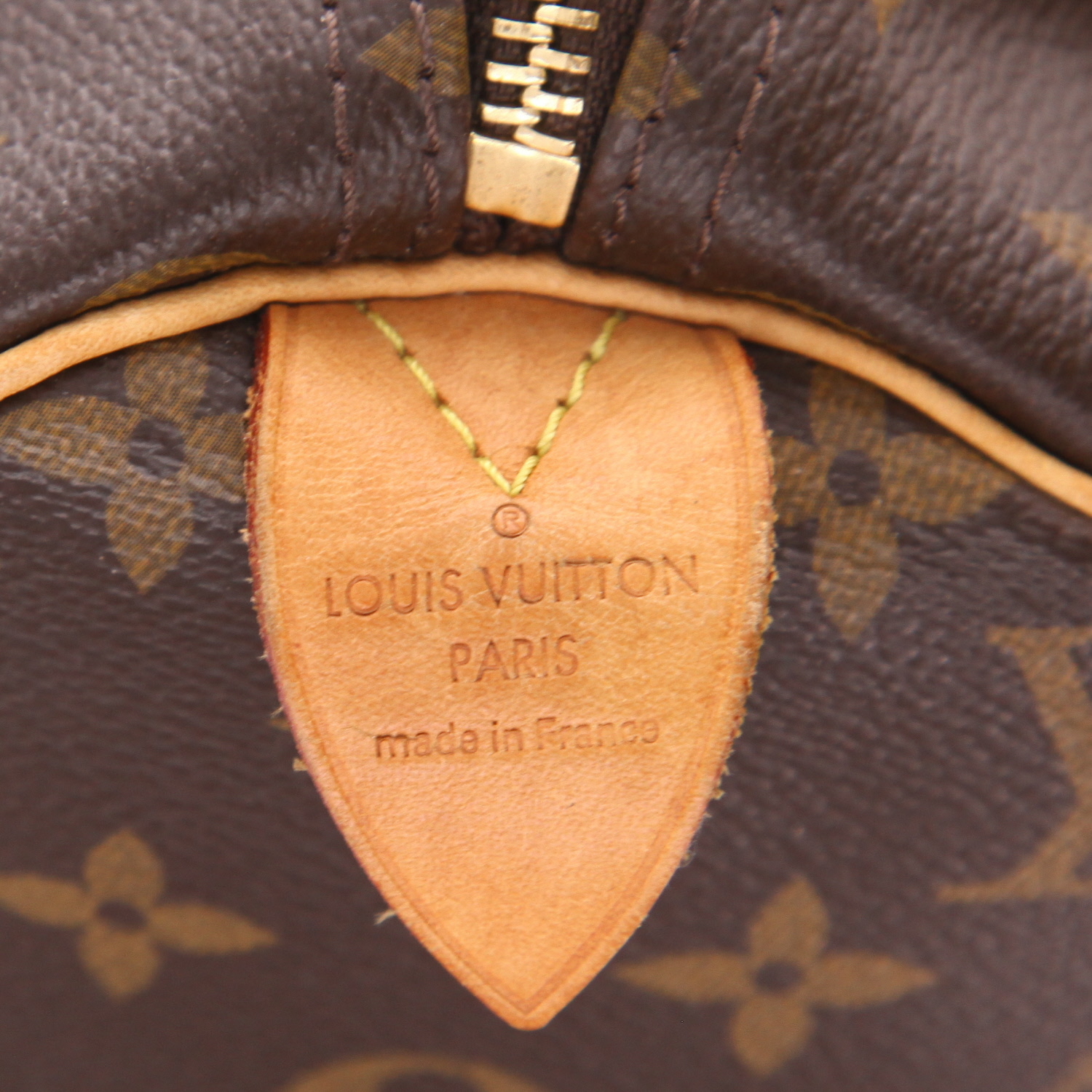 Sac à main Louis Vuitton  Speedy 30 en toile monogram marron et cuir naturel - Detail D2