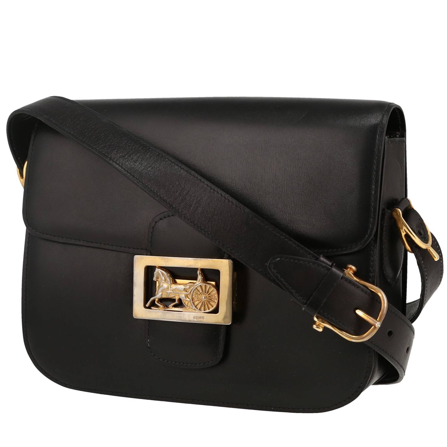 Sac porté épaule ou main Celine  Vintage en cuir noir