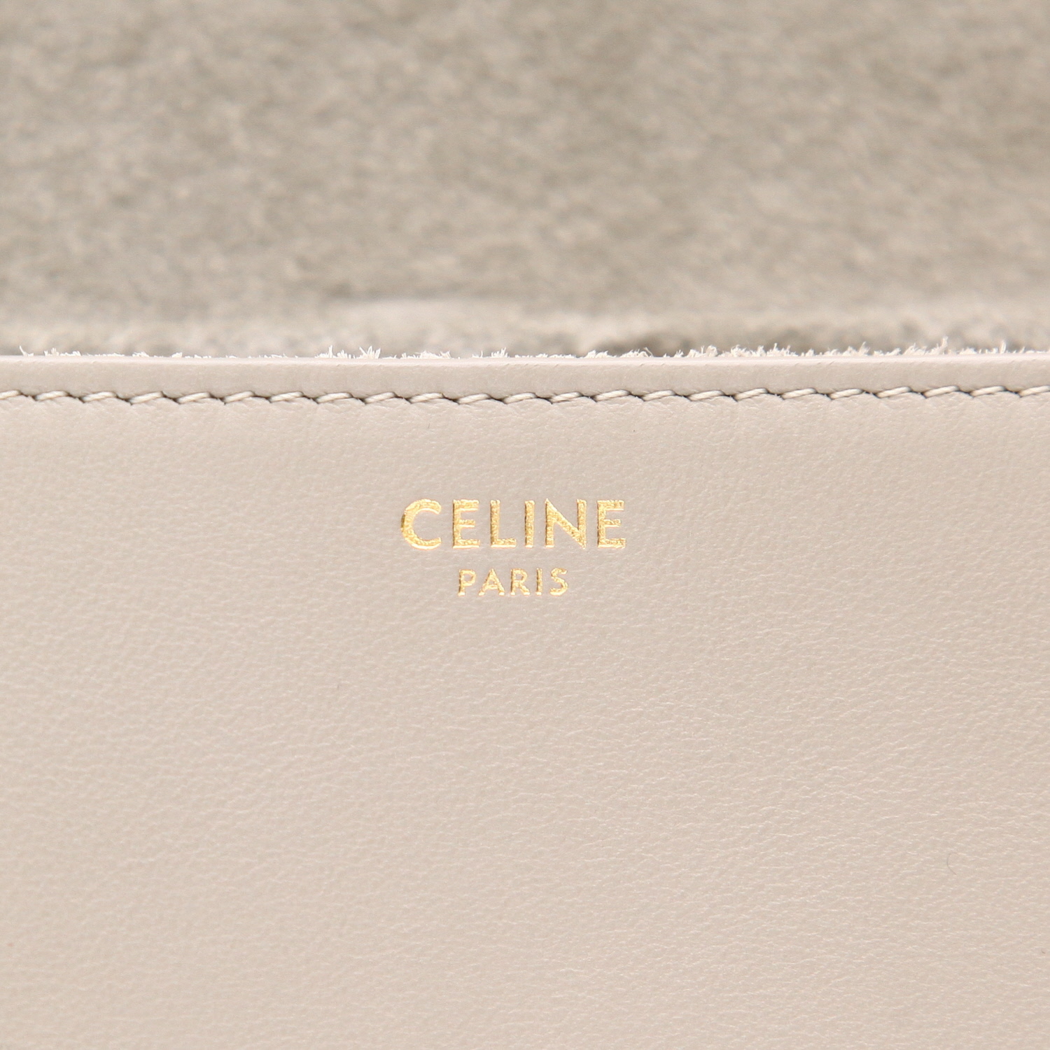 Celine  Soft Teen shoulder bag  in khaki leather - Detail D2