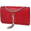 Borsa a tracolla Saint Laurent  Kate Pompon in pelle rossa - 00pp thumbnail