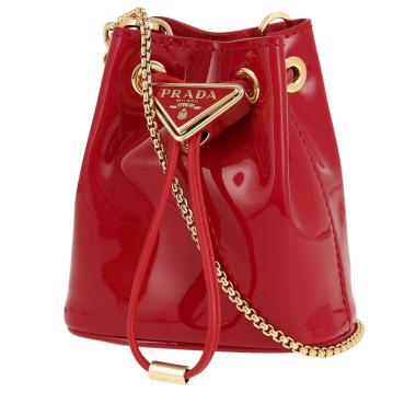 Borsa a tracolla Prada  Triangle mini  in pelle verniciata rossa