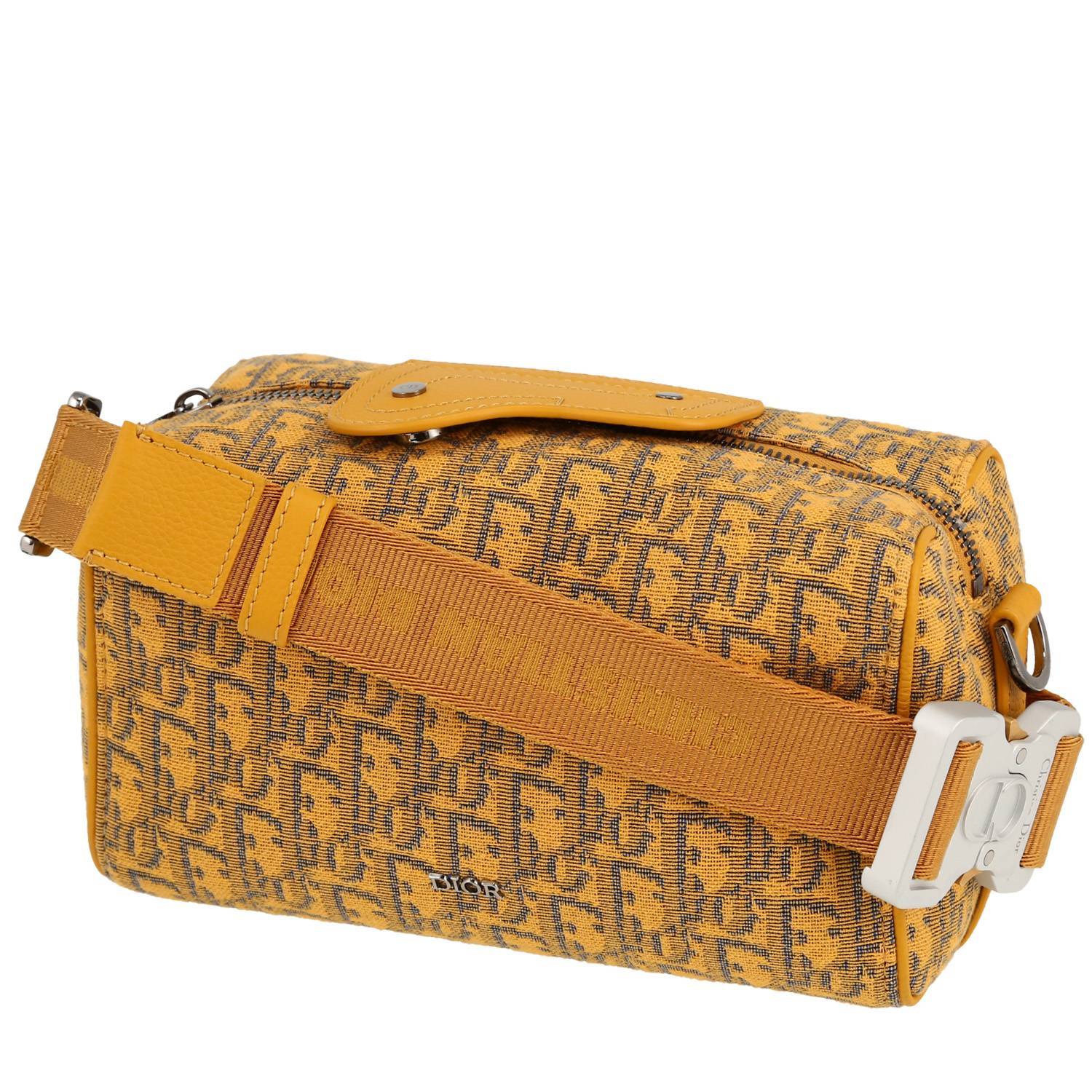 Dior Lingot 22 shoulder bag in yellow monogram canvas Oblique and yellow leather