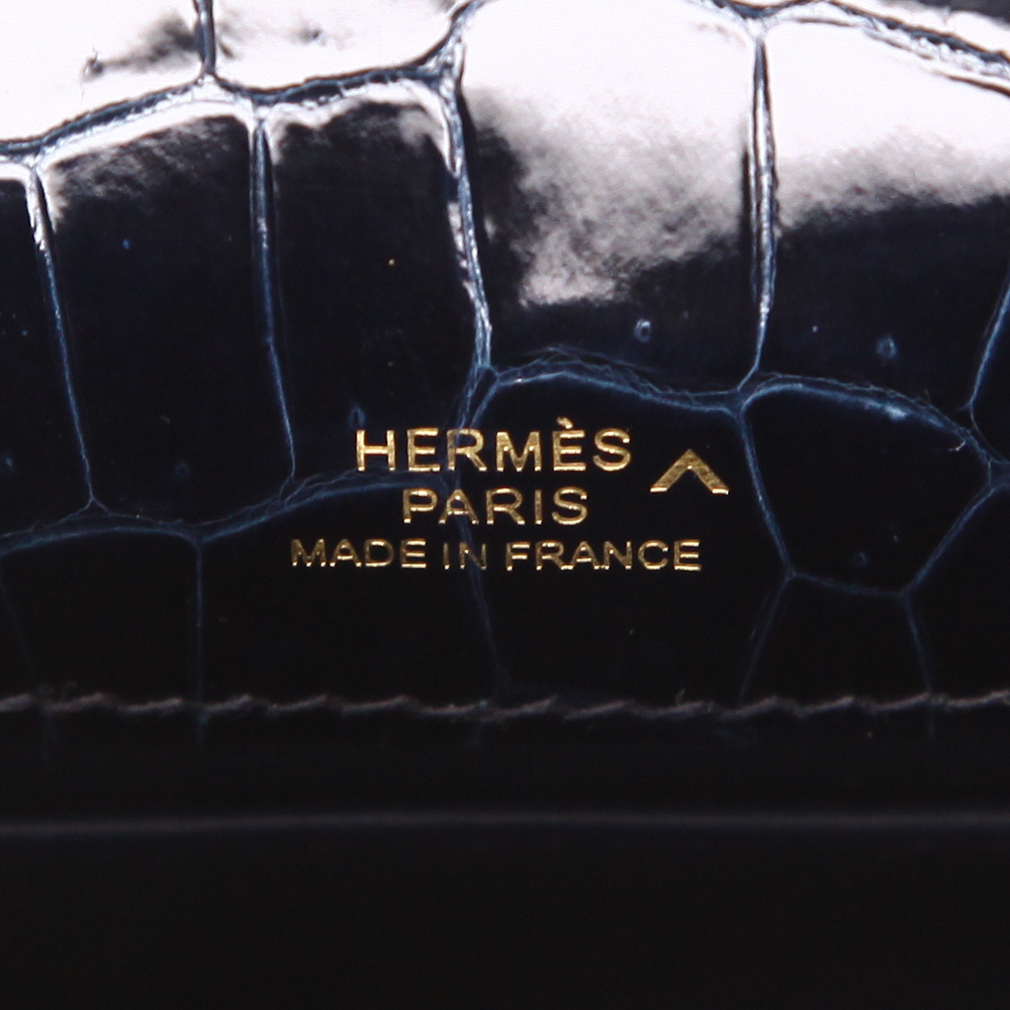 Bolsito de mano Hermès  Kelly - Clutch en cocodrilo porosus azul - Detail D2