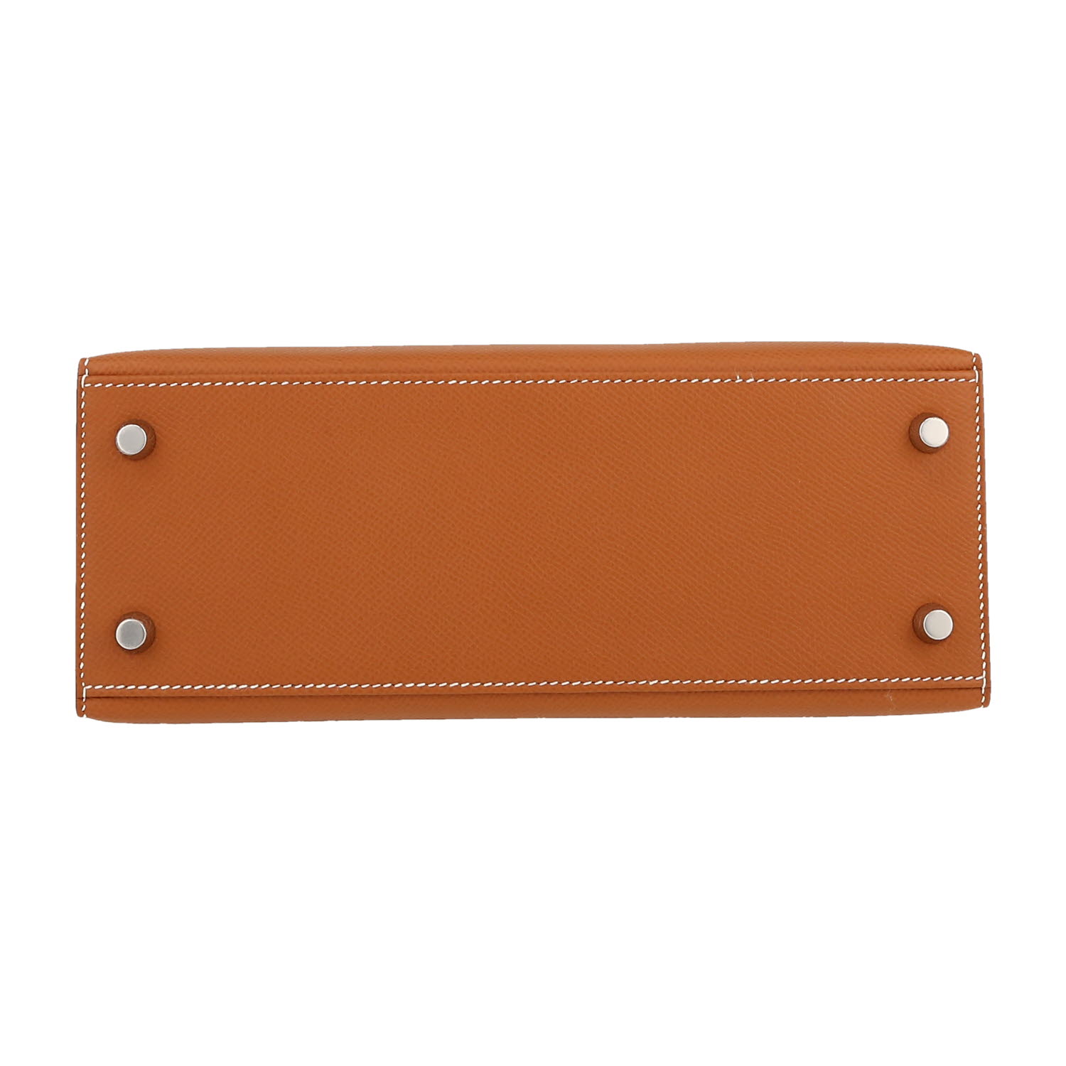 Bolso de mano Hermès  Kelly 25 cm en cuero epsom color oro - Detail D1