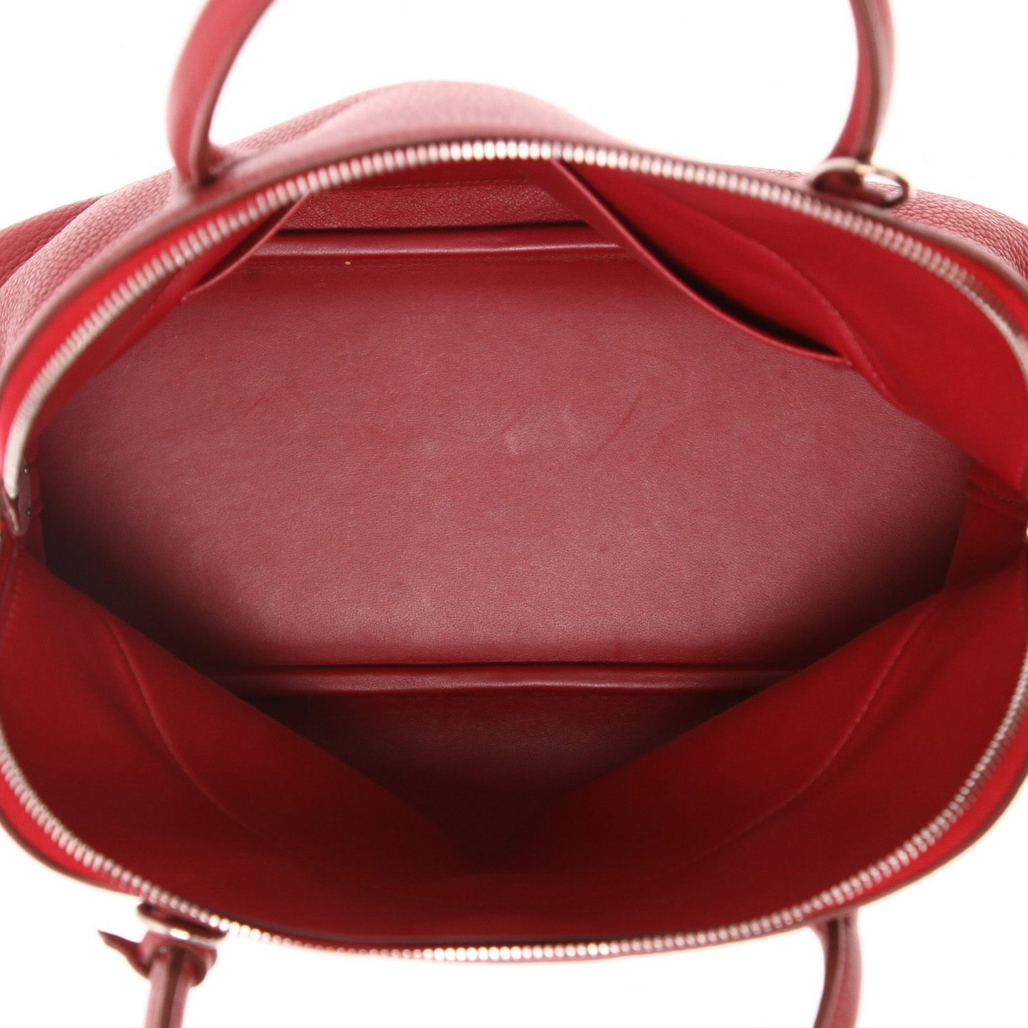 Bolso de mano Hermès  Bolide 30 cm en cuero togo rojo Rubis - Detail D3