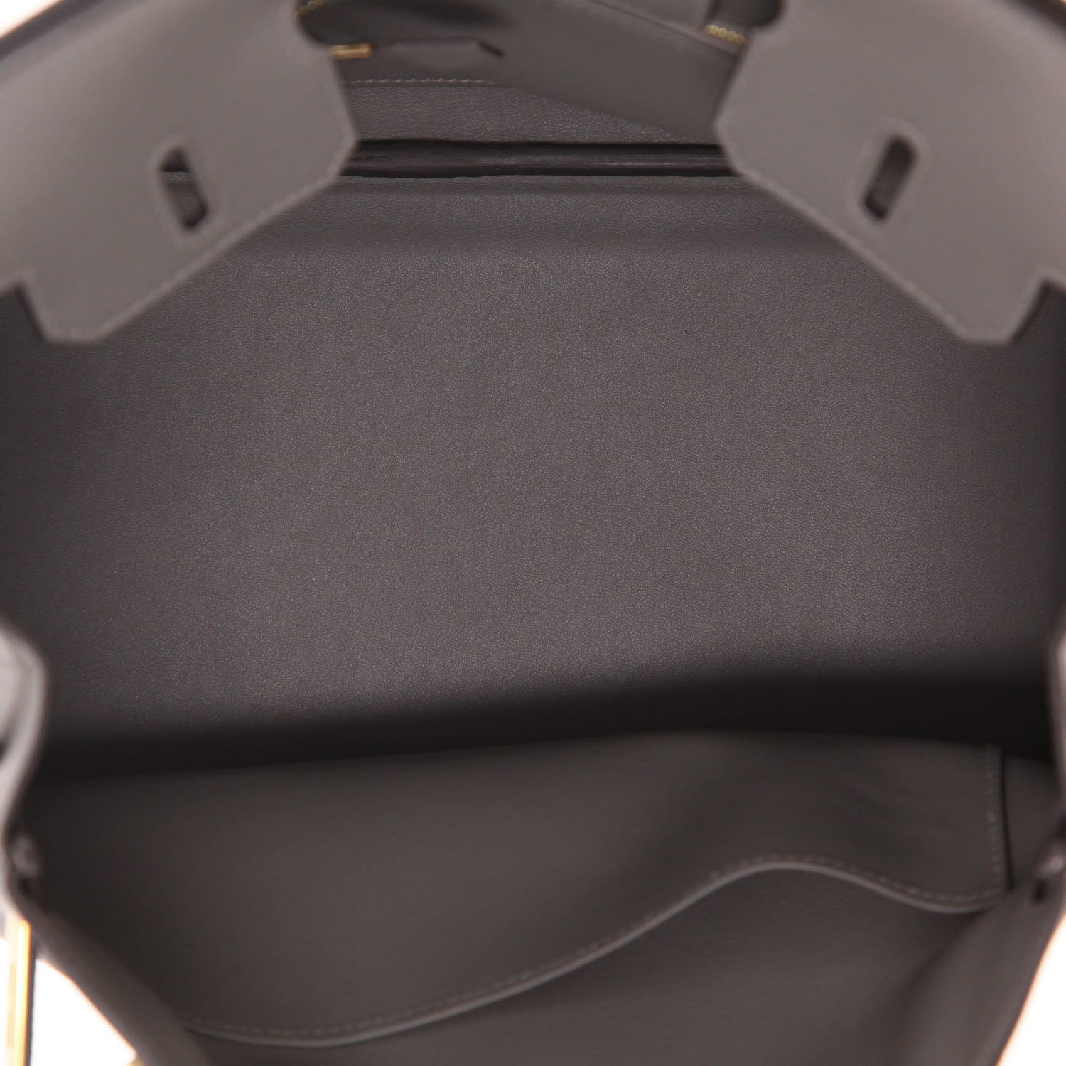 Bolso de mano Hermès  Birkin 25 cm en cuero swift gris - Detail D3