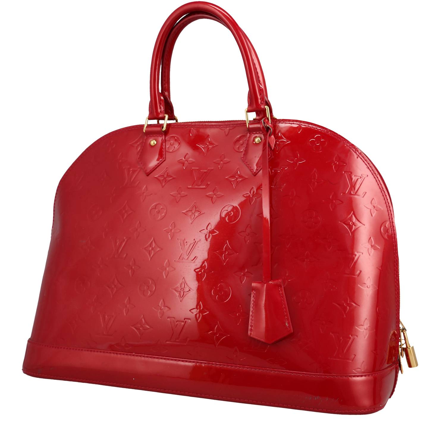 Louis Vuitton Alma large model handbag in red patent leather