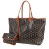 Goyard  Saint-Louis shopping bag  in black and brown Goyard canvas  and brown leather - 00pp thumbnail