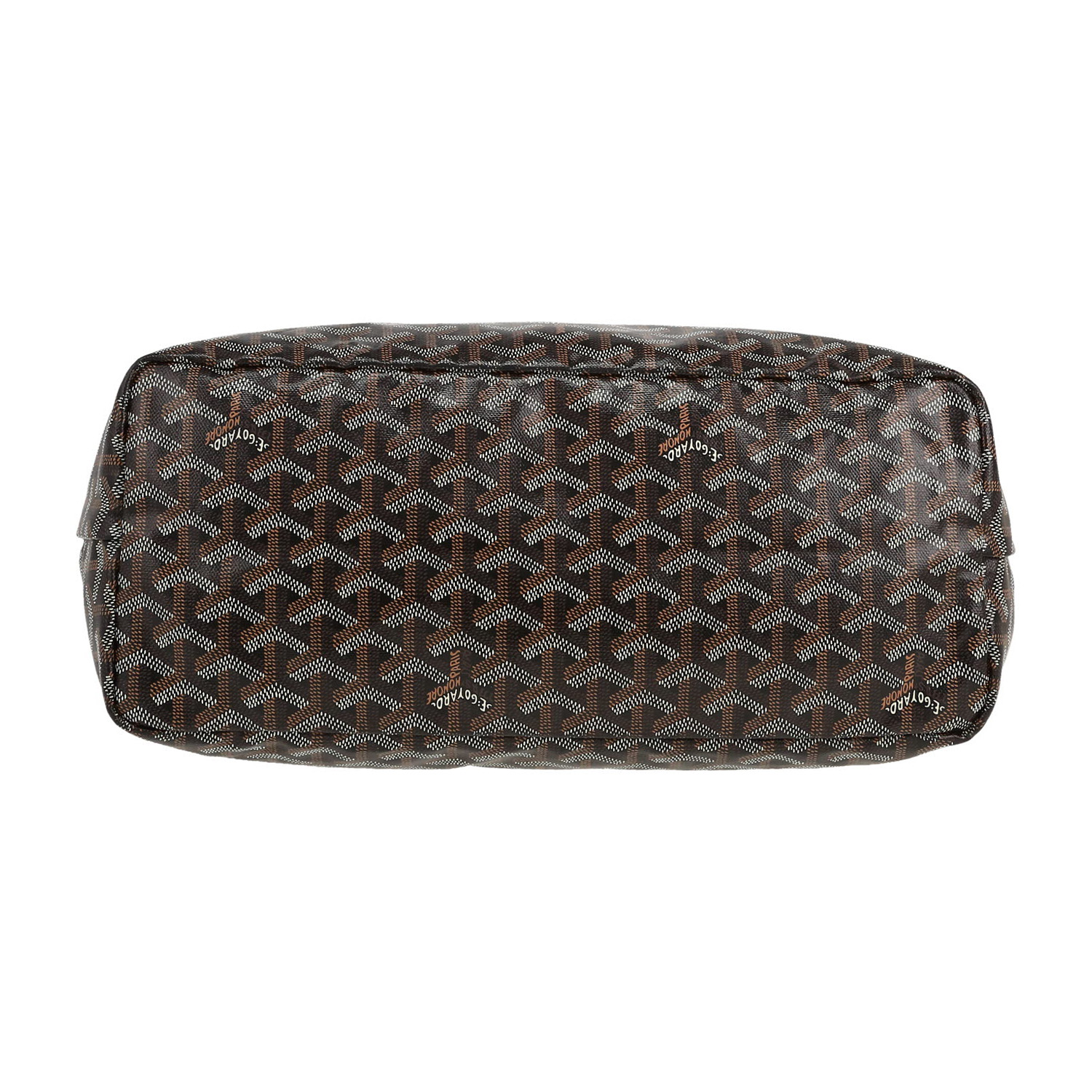 Goyard  Saint-Louis shopping bag  in black and brown Goyard canvas  and brown leather - Detail D1