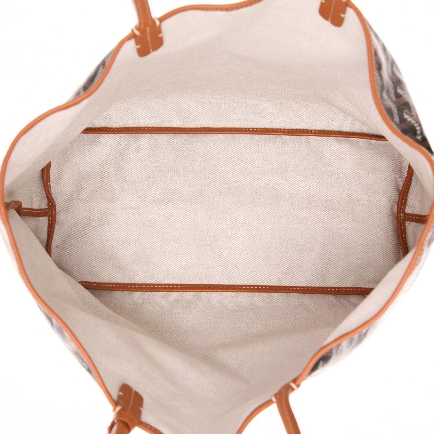 Bolso Cabás Goyard  Saint-Louis en tela Goyardine negra y marrón y cuero marrón - Detail D3