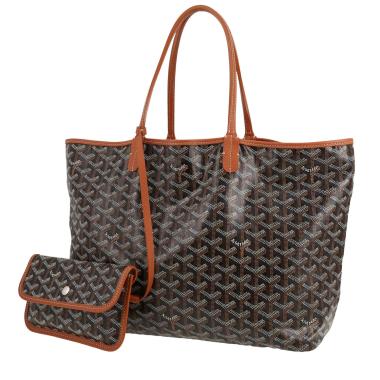 Shopping bag Goyard  Saint-Louis in tela Goyardine nera e marrone e pelle marrone