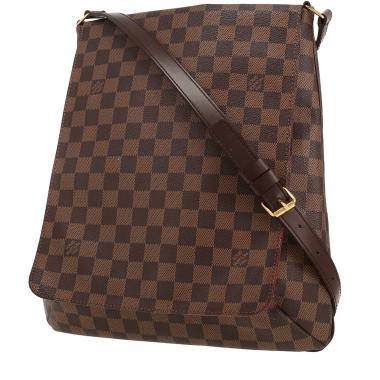 Bolso bandolera Louis Vuitton  Musette en lona a cuadros ébano y cuero marrón