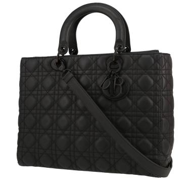 Sac à main Dior  Lady Dior grand modèle  en cuir cannage noir