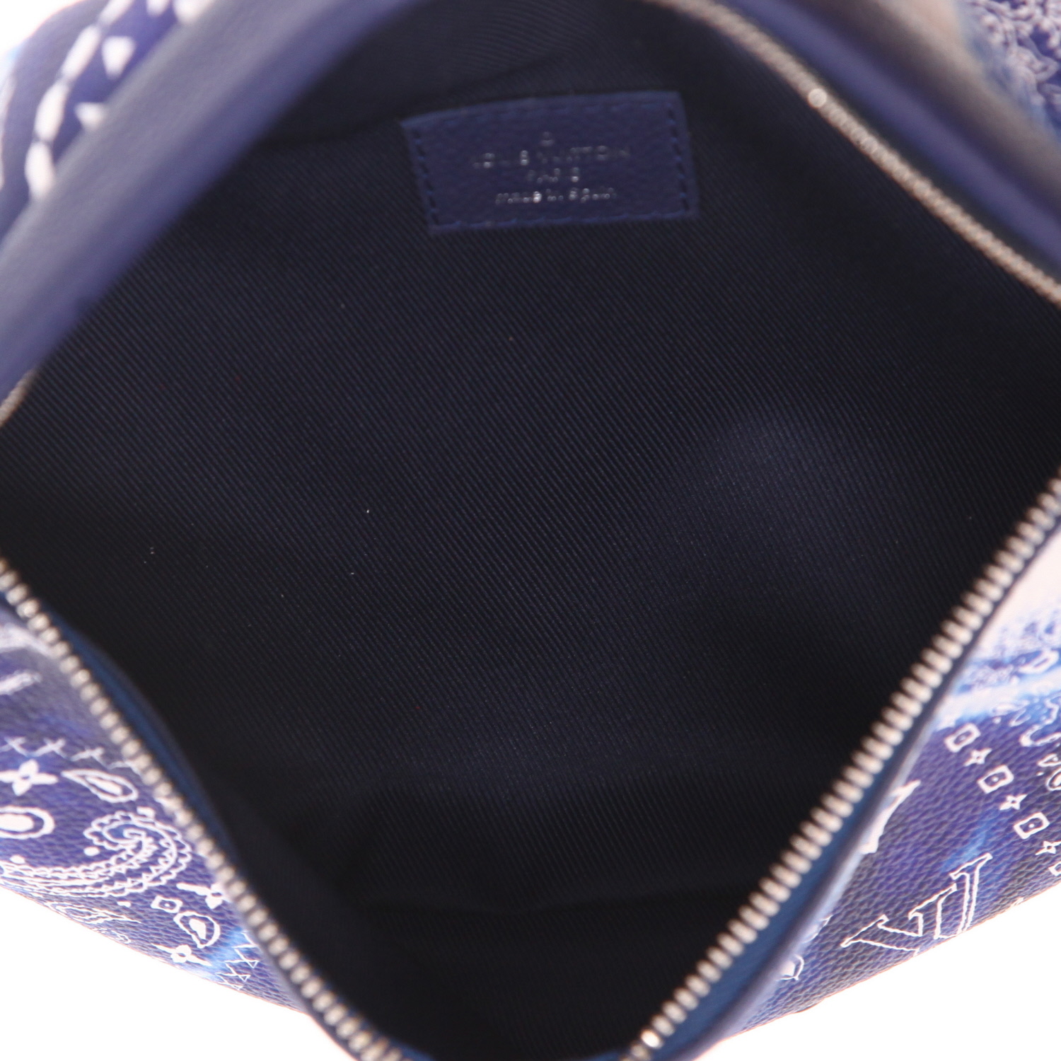 Bolsito-cinturón Louis Vuitton  Bumbag en lona Monogram  azul marino y blanca y cuero natural - Detail D3