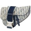 Sac bandoulière Dior  Pochette Saddle en toile siglée bleue et blanche et cuir bleu - 00pp thumbnail