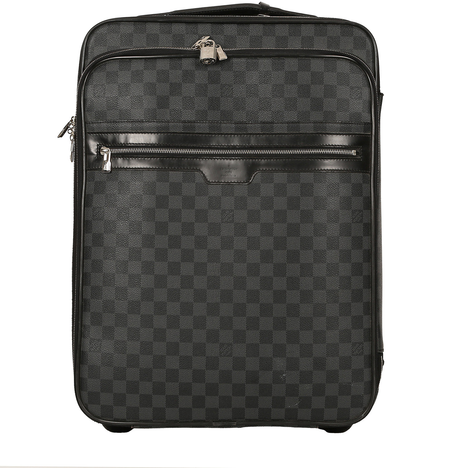 Louis Vuitton suitcase damier graphite canvas and black leather - Detail D1