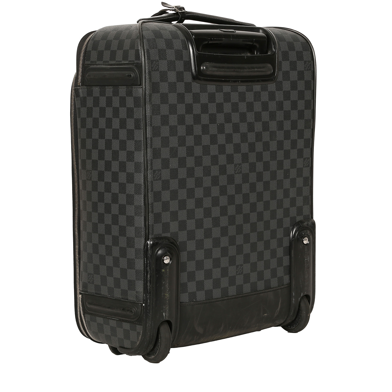 Valise Louis Vuitton   en toile damier graphite et cuir noir - Detail D3