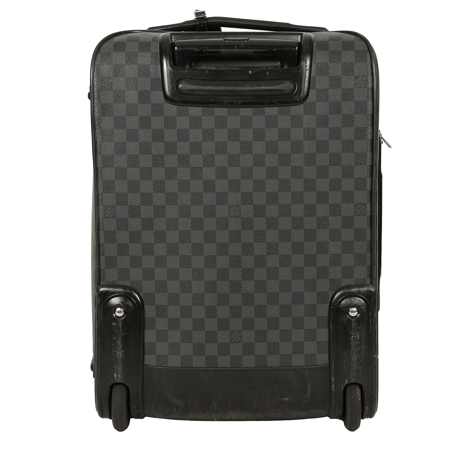 Valise Louis Vuitton   en toile damier graphite et cuir noir - Detail D5