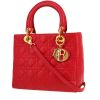 Dior  Lady Dior handbag  in red leather cannage - 00pp thumbnail