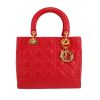 Dior  Lady Dior handbag  in red leather cannage - 360 thumbnail