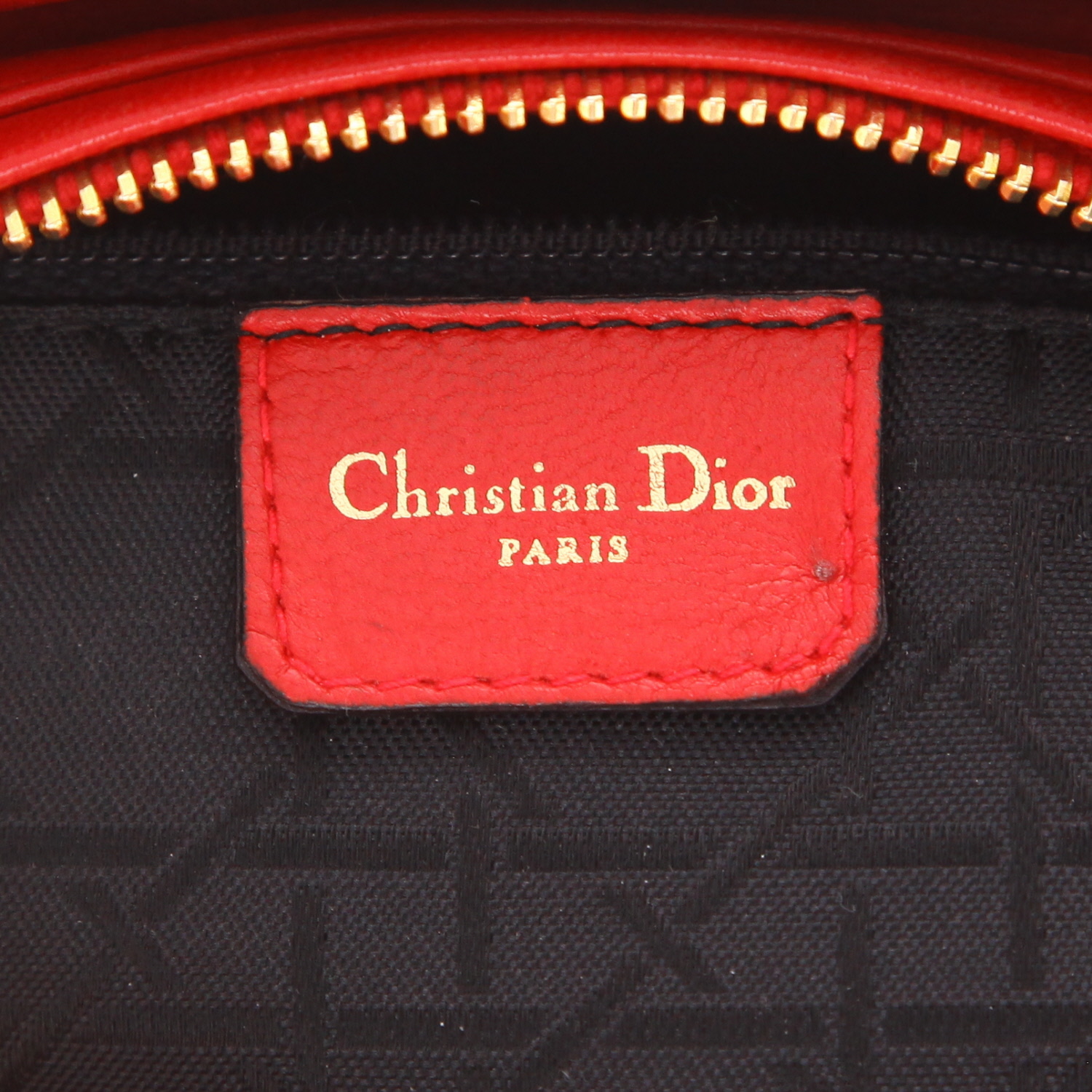 Bolso de mano Dior  Lady Dior en cuero cannage rojo - Detail D2