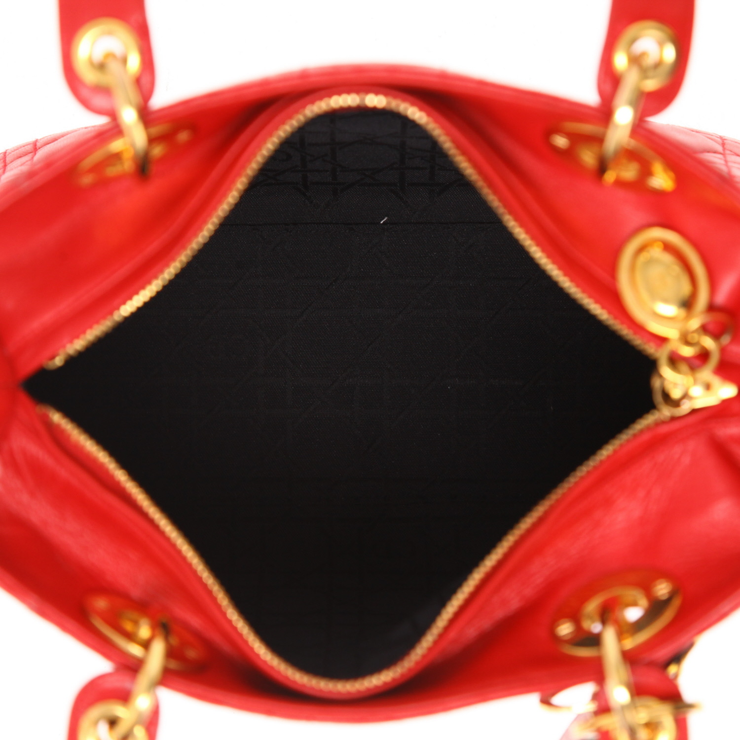 Dior  Lady Dior handbag  in red leather cannage - Detail D3