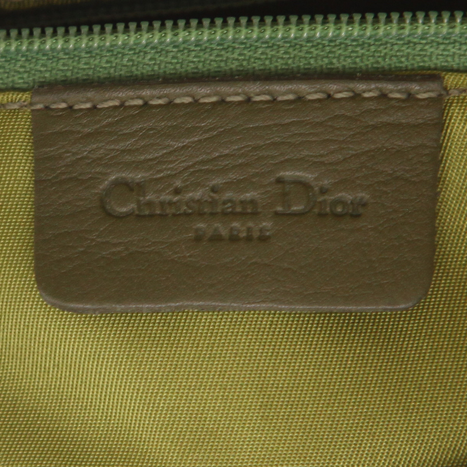 Bolso de mano Dior  Saddle en avestruz verde y cuero verde - Detail D2