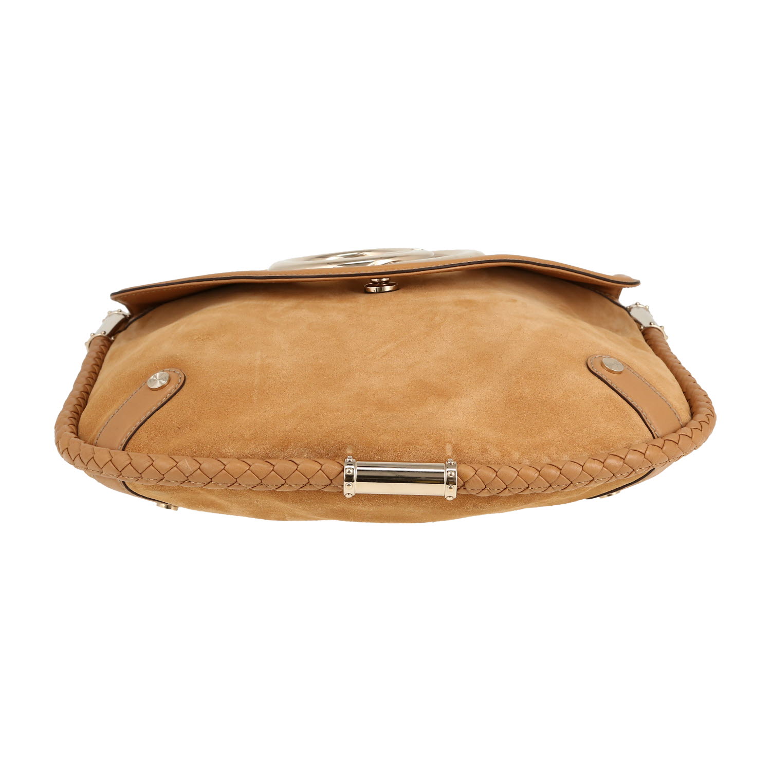 Bolso para llevar al hombro Gucci  Blondie en ante beige y cuero beige - Detail D1