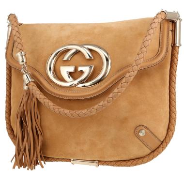 Borsa a spalla Gucci  Blondie in camoscio beige e pelle beige