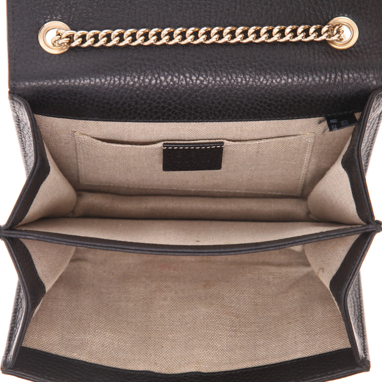 Gucci  Interlocking G shoulder bag  in black grained leather - Detail D3
