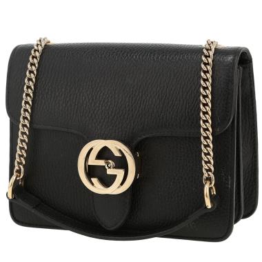 Bolso bandolera Gucci  Interlocking G en cuero granulado negro