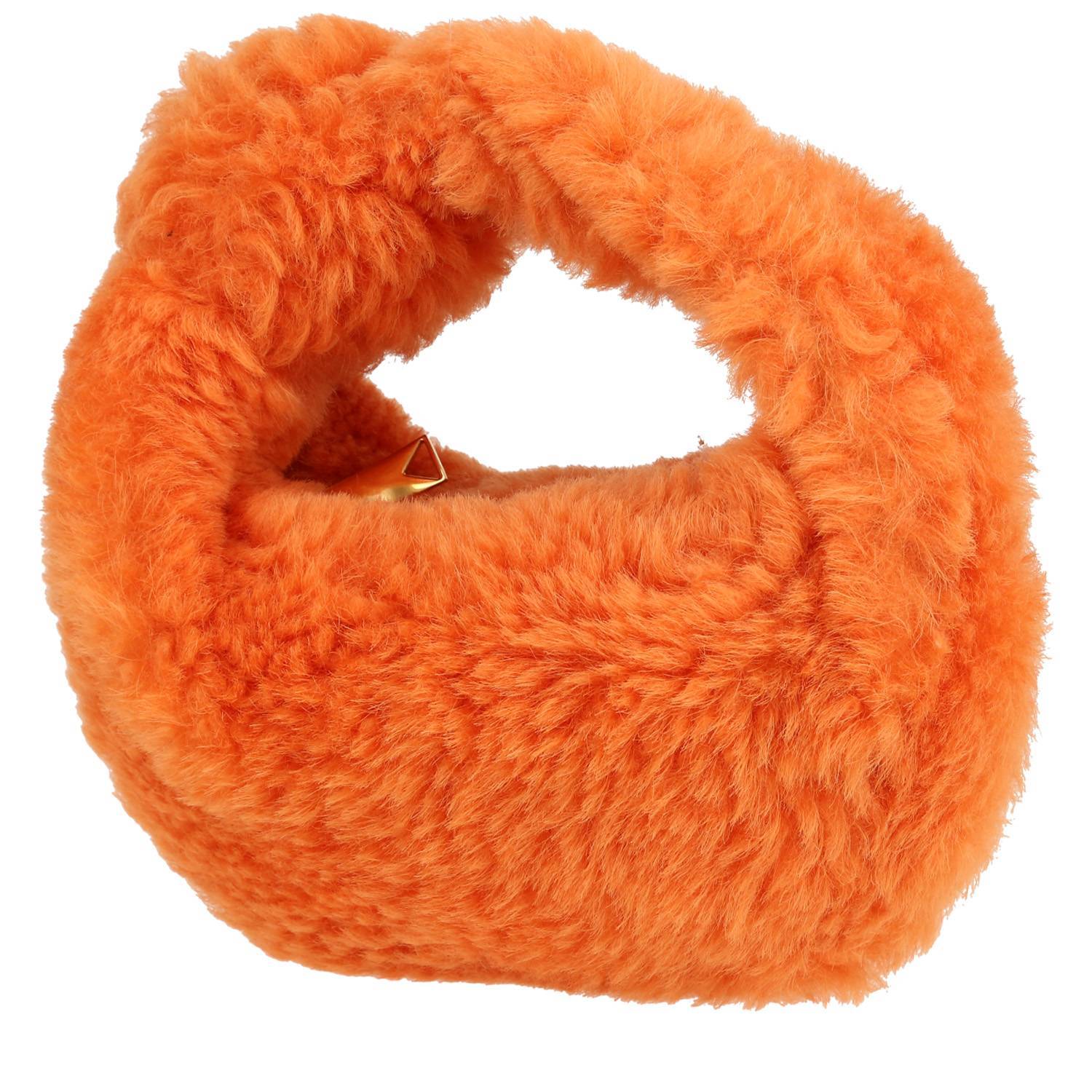 Bottega Veneta Mini Jodie handbag in orange synthetic furr